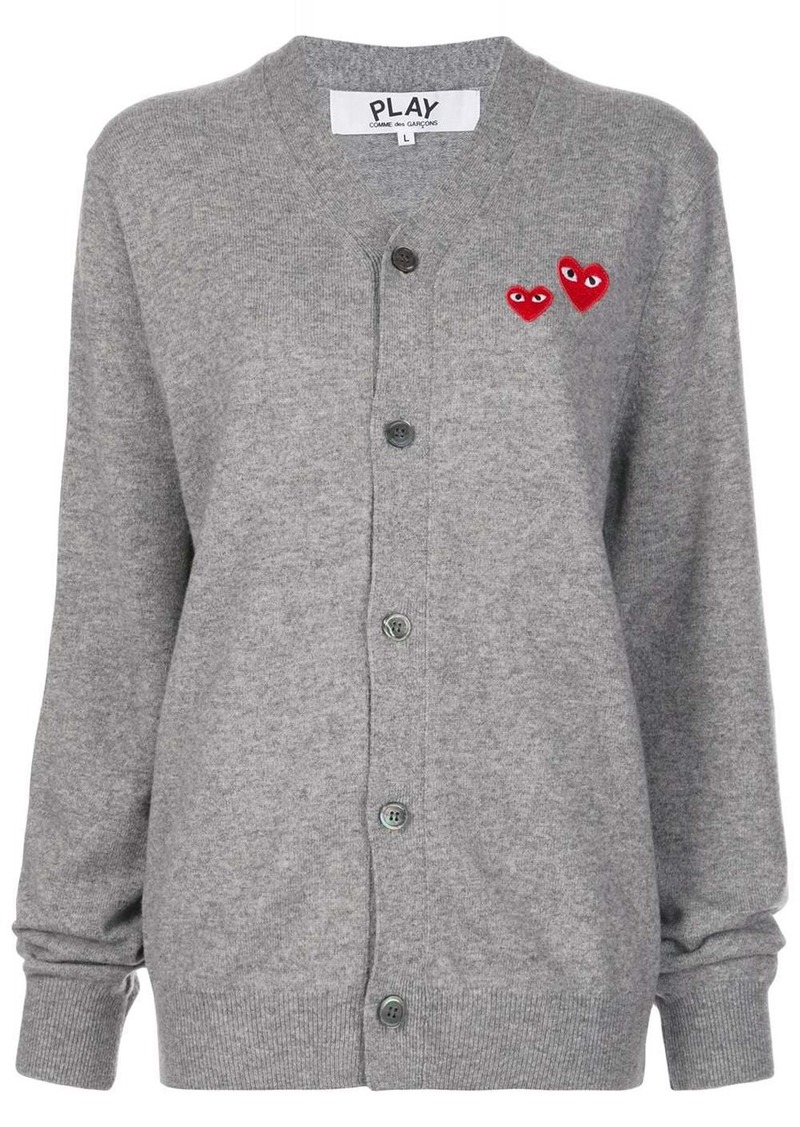 Comme des Garçons double heart-patch knit cardigan