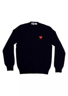 Comme des Garçons Double Heart Play V-Neck Sweater