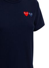 Comme des Garçons Embroidered Hearts Cotton T-shirt