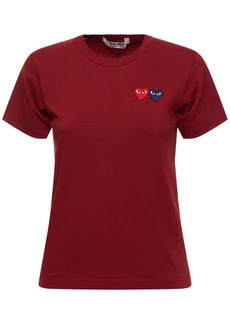 Comme des Garçons Embroidered Hearts Cotton T-shirt