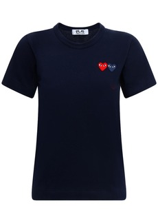 Comme des Garçons Embroidered Hearts Cotton T-shirt