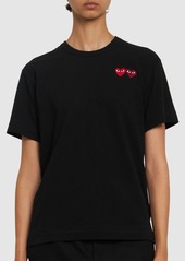 Comme des Garçons Embroidered Hearts Cotton T-shirt