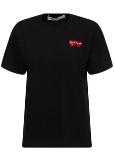 Comme des Garçons Embroidered Hearts Cotton T-shirt