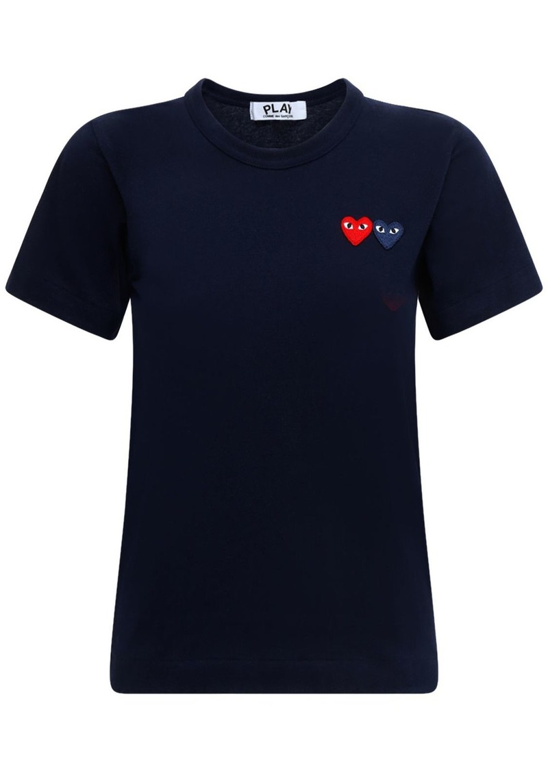 Comme des Garçons Embroidered Hearts Cotton T-shirt