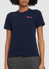 Comme des Garçons Embroidered Hearts Cotton T-shirt