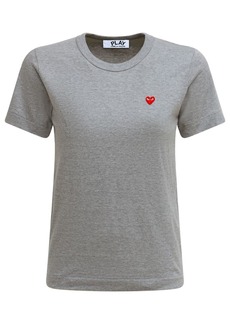 Comme des Garçons Embroidered Red Heart Cotton T-shirt