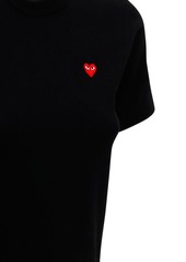Comme des Garçons Embroidered Red Heart Cotton T-shirt