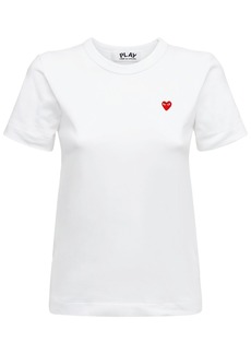 Comme des Garçons Embroidered Red Heart Cotton T-shirt