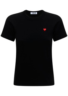 Comme des Garçons Embroidered Red Heart Cotton T-shirt