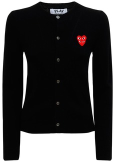 Comme des Garçons Embroidered Red Heart Wool Cardigan