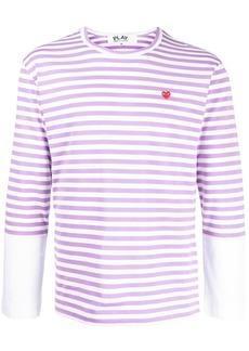 Comme des Garçons heart-patch panelled striped top