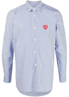 Comme des Garçons heart-patch striped cotton shirt