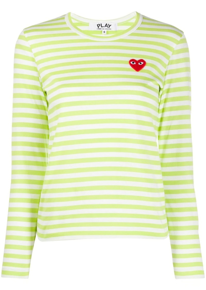 Comme des Garçons heart print striped T-shirt