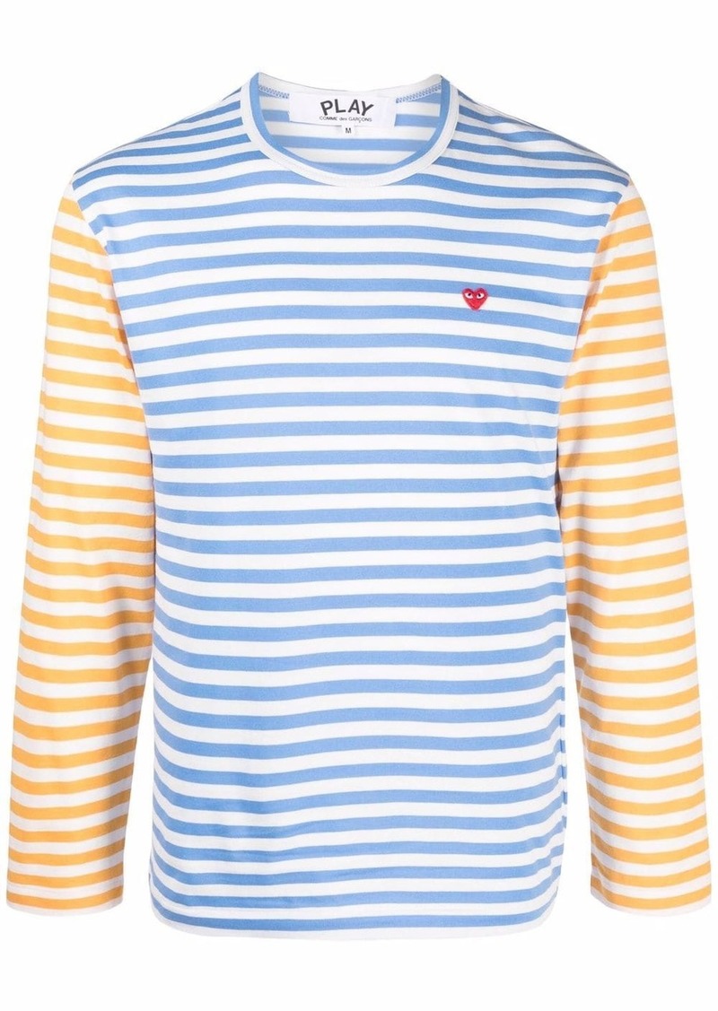 Comme des Garçons logo-embroidered striped T-shirt