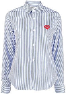 Comme des Garçons logo-patch striped shirt