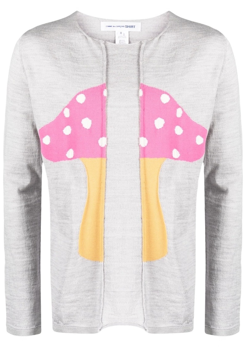 Comme des Garçons melange-effect mushroom-print jumper