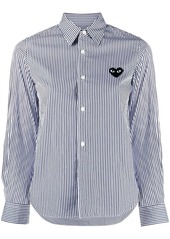 Comme des Garçons pinstripe embroidered heart shirt