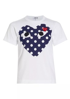 Comme des Garçons Polka Dot Heart-Print Cotton Jersey T-Shirt