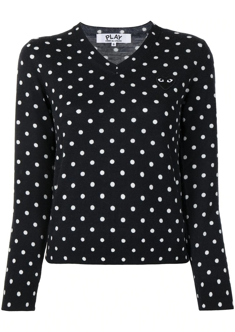 Comme des Garçons polka dot-print V-neck jumper