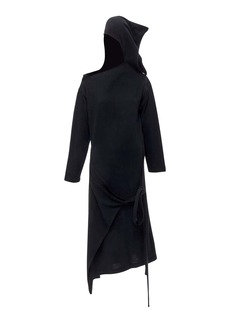 Comme des Garçons rare COMME DES GARCONS 1980's Vintage black asymmetric neckline hooded dress