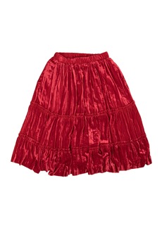 Comme des Garçons Red Crush Velvet Tier Frill Trim Skirt