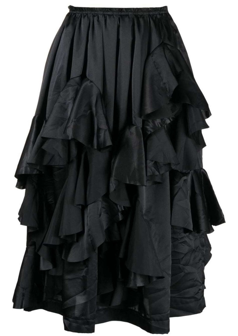 Comme des Garçons satin ruffled midi skirt