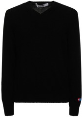 Comme des Garçons Sleeve Logo Wool V-neck Sweater