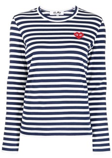 Comme des Garçons stripe-pattern logo-patch T-shirt