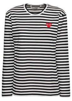 Comme des Garçons Striped Cotton Jersey T-shirt W/ Logo