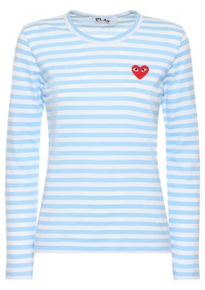 Comme des Garçons Striped Logo Cotton Jersey T-shirt