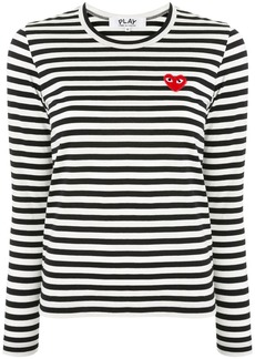 Comme des Garçons striped logo-patch T-shirt
