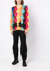 Comme des Garçons V-neck diamond-print cardigan