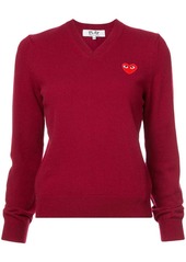 Comme des Garçons v-neck heart embroidered sweater