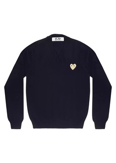 Comme des Garçons Wool V-Neck Heart Sweater