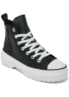 Converse Big Girls Chuck Taylor All Star Lugged Lift Leather Platform Casual Sneakers from Finish Line - Black, White