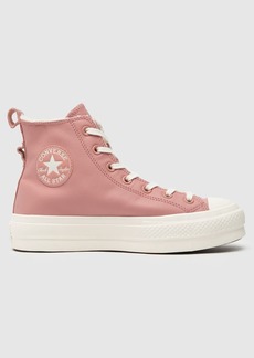 Converse Ctas Hi Lift A04246C Women's Pink Lined Leather Shoes Size US 5.5 ZJ147