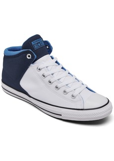 Converse Men's Chuck Taylor All Star Street High Top Casual Sneakers from Finish Line - White, Navy Blue