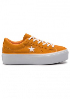 Converse One Star Platform OX Ladies Bright Orange Suede Sneakers
