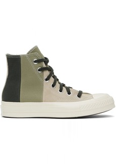 Converse Taupe & Green Chuck 70 Patchwork Suede Sneakers