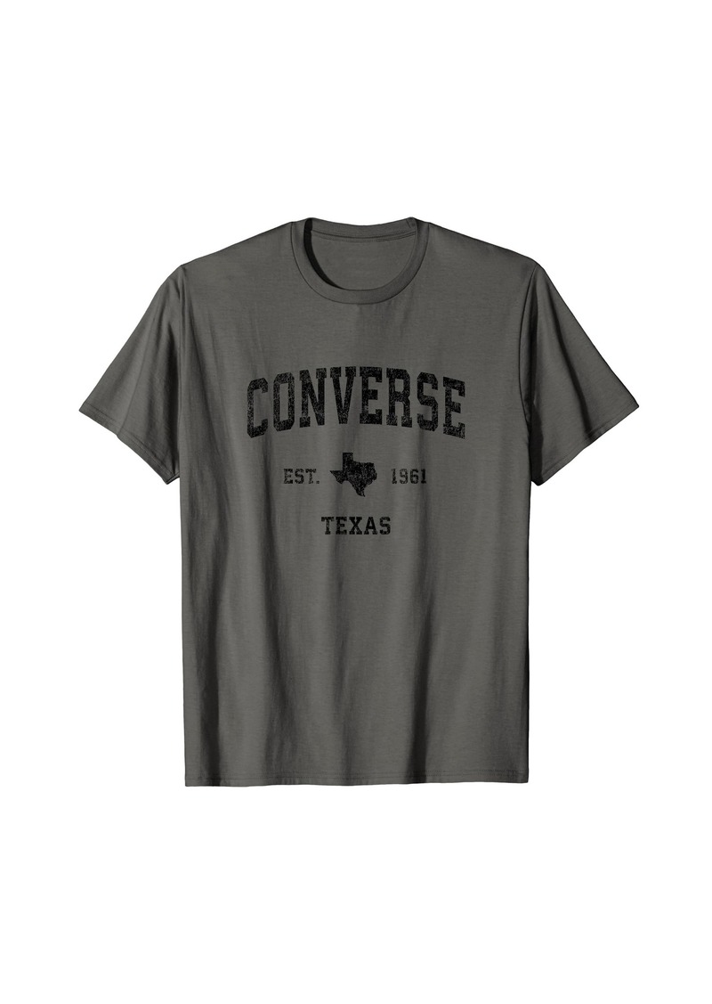 Converse Texas TX Vintage Sports Design Black Print T-Shirt