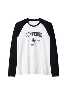 Converse Texas TX Vintage State Flag Sports Navy Design Raglan Baseball Tee