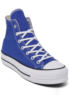 Converse Women's Chuck Taylor All Star Lift Platform High Top Casual Sneakers from Finish Line - Blue Flame, White, Black