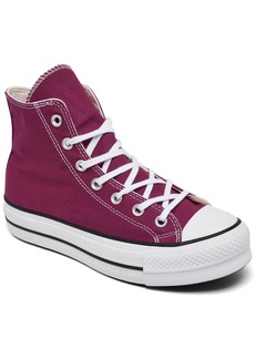 Converse Women's Chuck Taylor All Star Lift Platform High Top Casual Sneakers from Finish Line - Legend Berry, White, Black