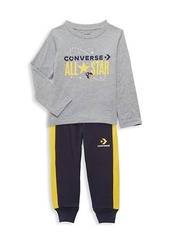 Converse Little Boy's 2-Piece All-Star Logo T-Shirt & Striped Joggers Set
