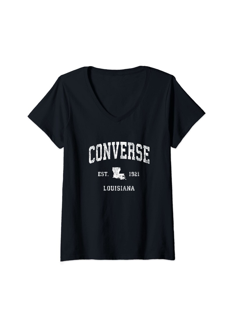 Womens Converse Louisiana LA Vintage Athletic Sports Design V-Neck T-Shirt