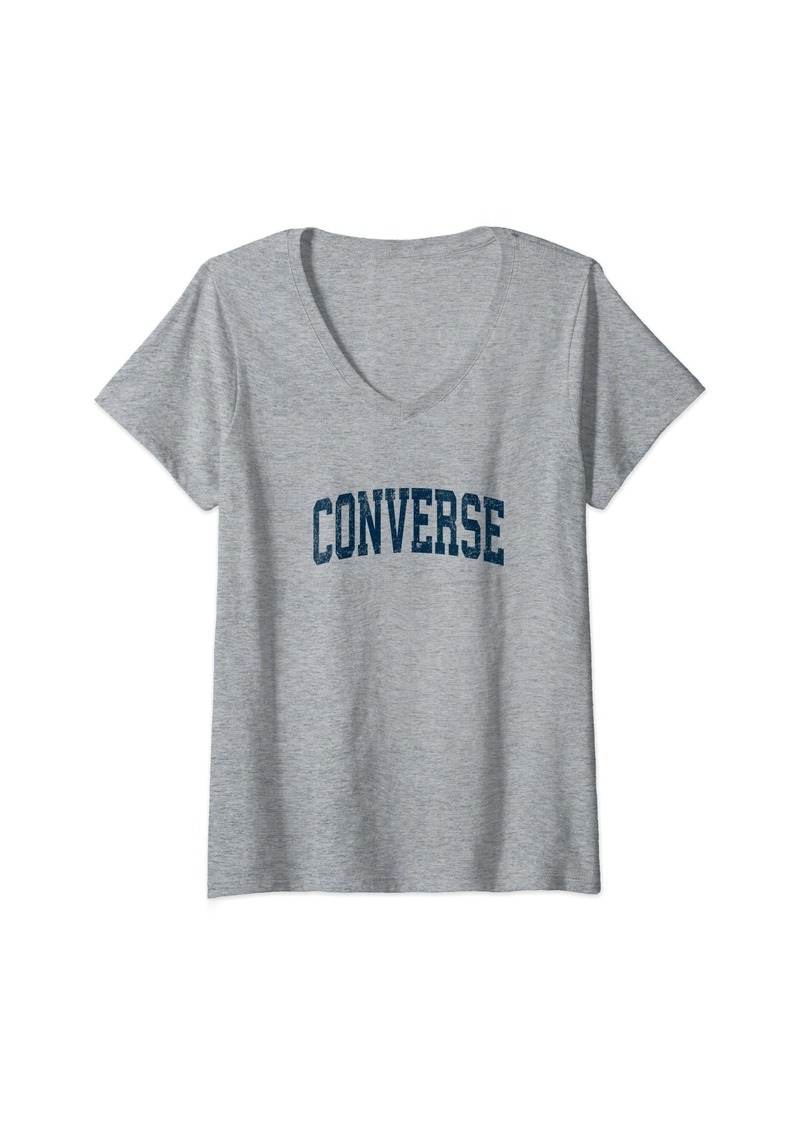 Womens Converse Texas TX Vintage Athletic Sports Navy Design V-Neck T-Shirt