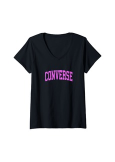 Womens Converse Texas TX Vintage Athletic Sports Pink Design V-Neck T-Shirt