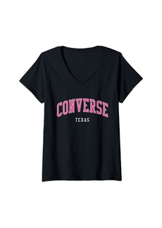 Womens Converse Texas Vintage Atheltic College Style V-Neck T-Shirt