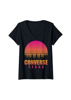 Womens Vintage Converse Texas TX Retro 80s 90s Graphic Souvenir V-Neck T-Shirt