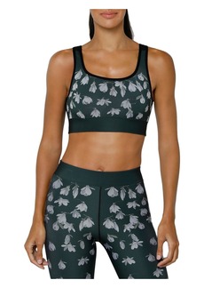 Cor Designed By Ultracor Snowdrops Womens Floral Print Scoop Neck Sports Bra